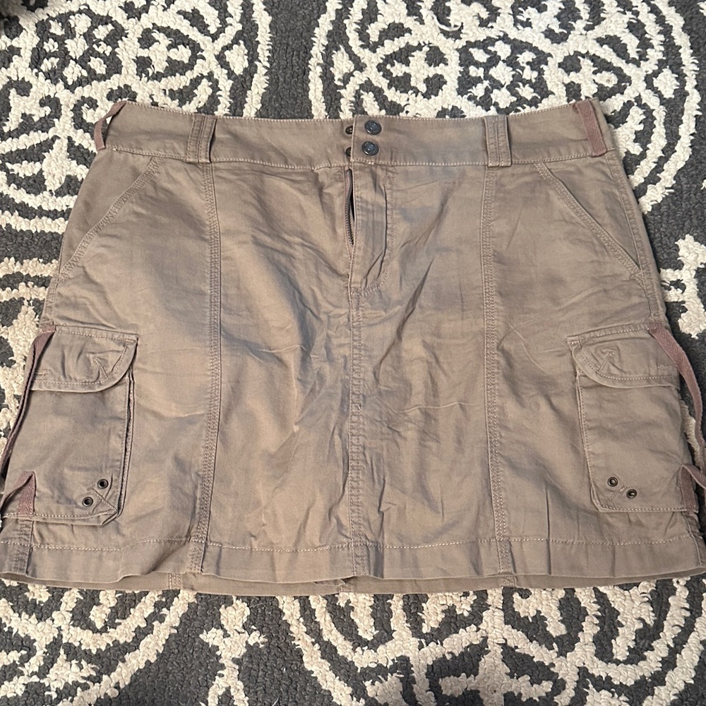 Brown Cargo Mini Skirt